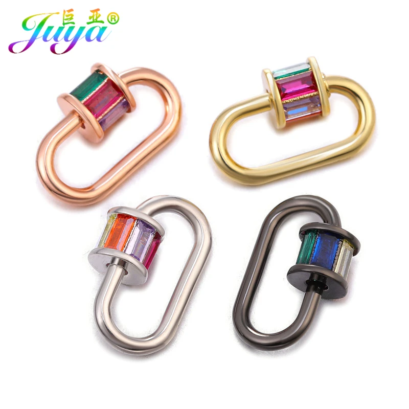 Juya 18K Plated Connector Decorative Fastener Screw Bolt Carabiner Clasps Accessories For DIY Mesh Chain Pendant Jewelry Making
