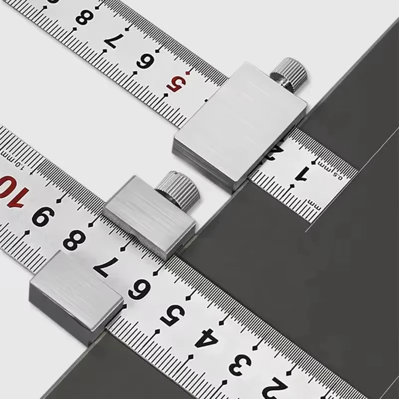New Protable Accurate Positioning Woodworking Tools Carpentry Steel Ruler Positioning Limit Block Measuring Marking Gauge