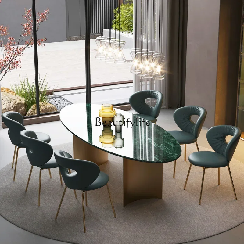 

LJY*marble French dining table Modern simple light luxury household rectangular table