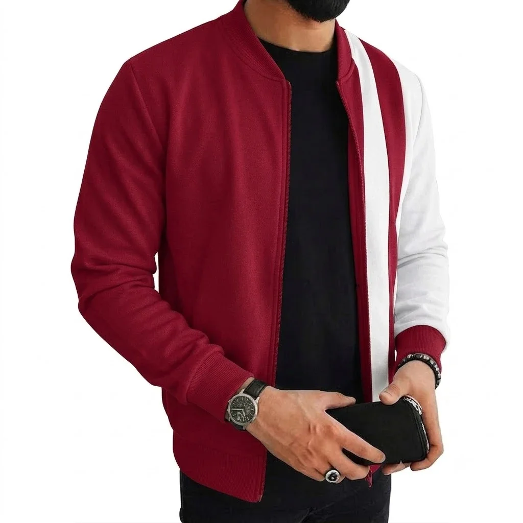 Neue Herren Colorblock Bomberjacke Langarm Vollreißverschluss Sweatshirts Lässige Sportliche Leichte Oberbekleidung Mantel Streetwear Oberteile – Detail 10