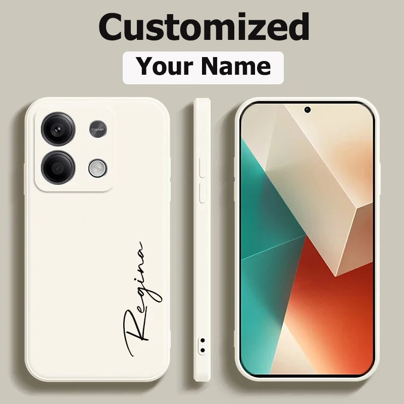 For Xiaomi Redmi Note 13 Pro Plus 4G 5G Customized Personalized Name Initials Liquid Silicone Case Cover For Redmi Note 13pro