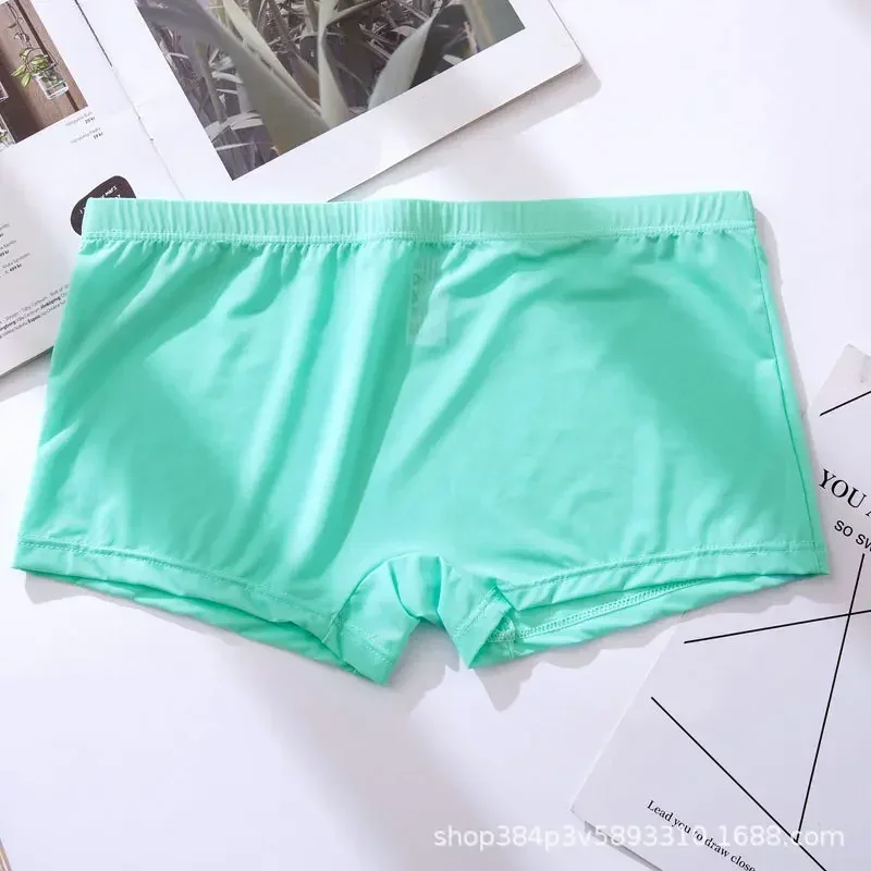 

Men's Boxy Underwear Ice Silk Thin Transparent Quick Dry Cool Feel Sports Boxer Shorts Solid Color Lightweight Youth Underpants