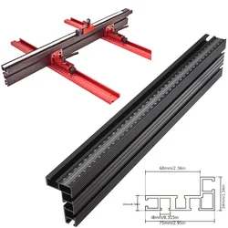 Clôture de table de toupie en aluminium, rail en T multiple, profil de scie, calcul de clôture, connecteur de piste d'onglet à fente en T de travail et butée de clôture