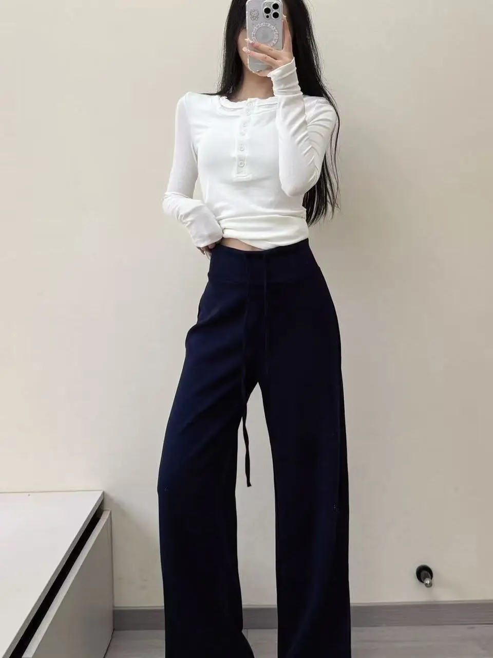 American Hot Girl Vintage Dstring wijde pijpen broek Dra losse casual sport all-match joggingbroek voor ort vrouwen