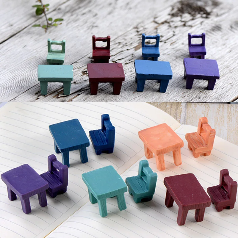 Simulation Study Desk Chair Figurine Landscape Home Kawaii Room Decor Miniature Fairy Garden Car Decoration DIY Accessory