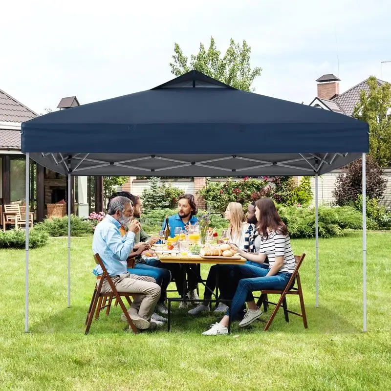Gazebo pliant d'extérieur avec bloc central, 295 x 295 cm, gazebo pop-up bleu foncé