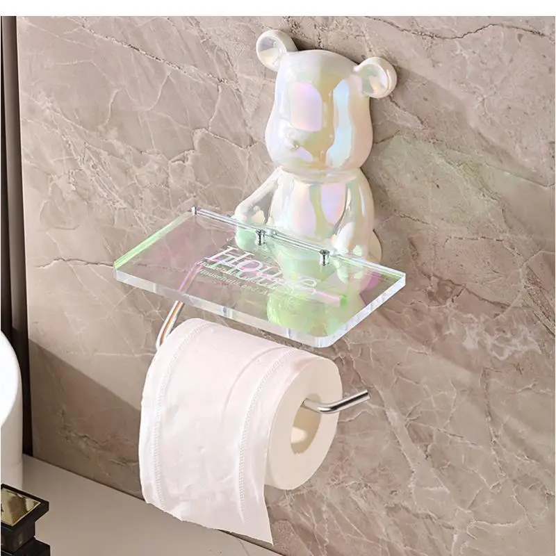 Bear Tissue Holder, Bathroom Storage Rack，paper Towel Dispenser, Household Rack, Toilet Wall-mounted