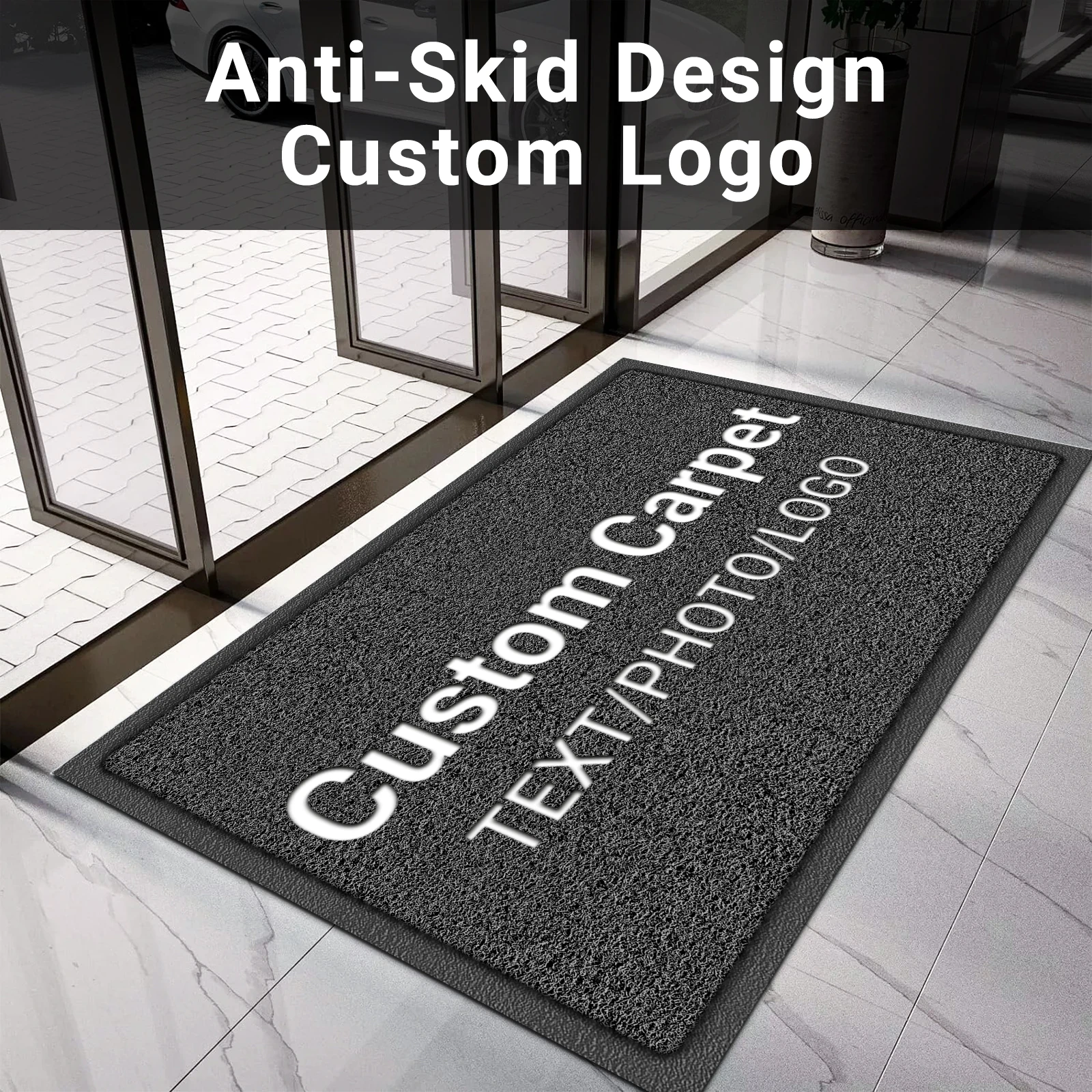 Custom Logo Doormat Personalized Business Entrance Floor Mat Indoor Outdoor Non Slip Welcome Carpet Rug for Shop Office Entryway