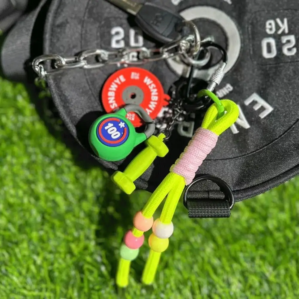

Mini Barbell Plates Key Chain Colorful Kettlebells Simulation Dumbbells Keyring Bag Charm Creative Fitness Series Pendant