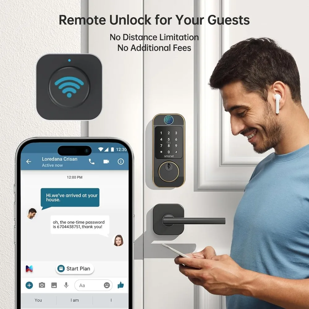 WiFi Keyless Door Lock with Handle Set – Fingerprint Smart Lock, Bluetooth Keypad Deadbolt, Remote Control via App & Alexa, Aut