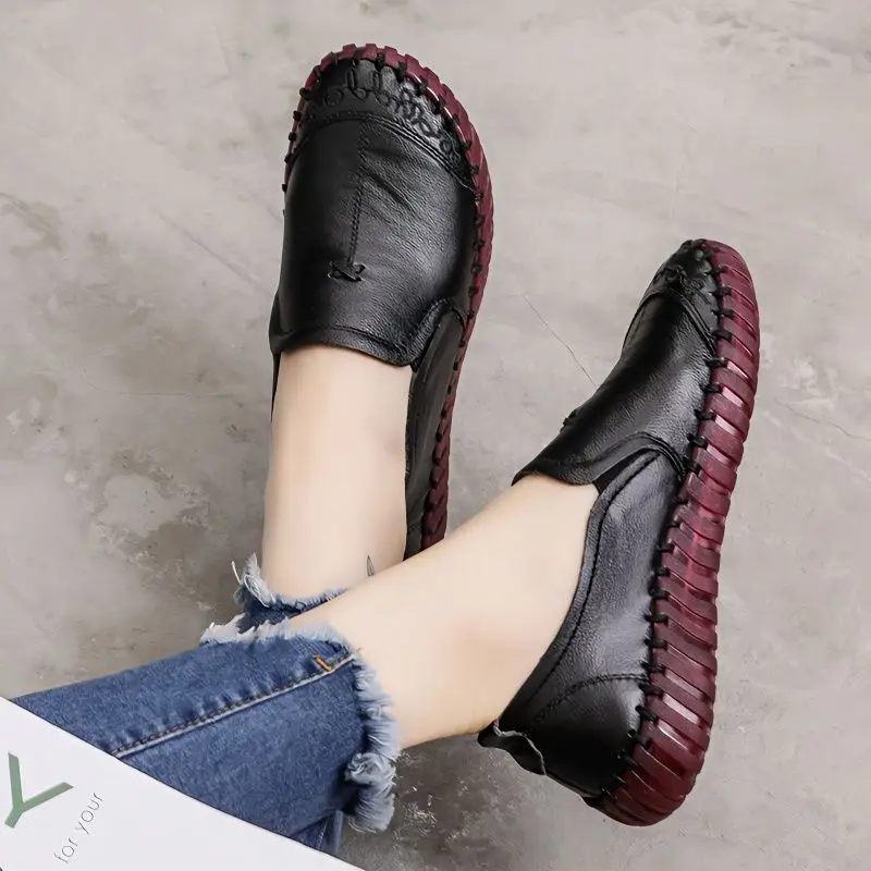 Black Wide Fit Women Shoe Female Loafers Designer Spring Shoes with Genuine Leather Upper 2022 New oxford Sneaker Woman Flats