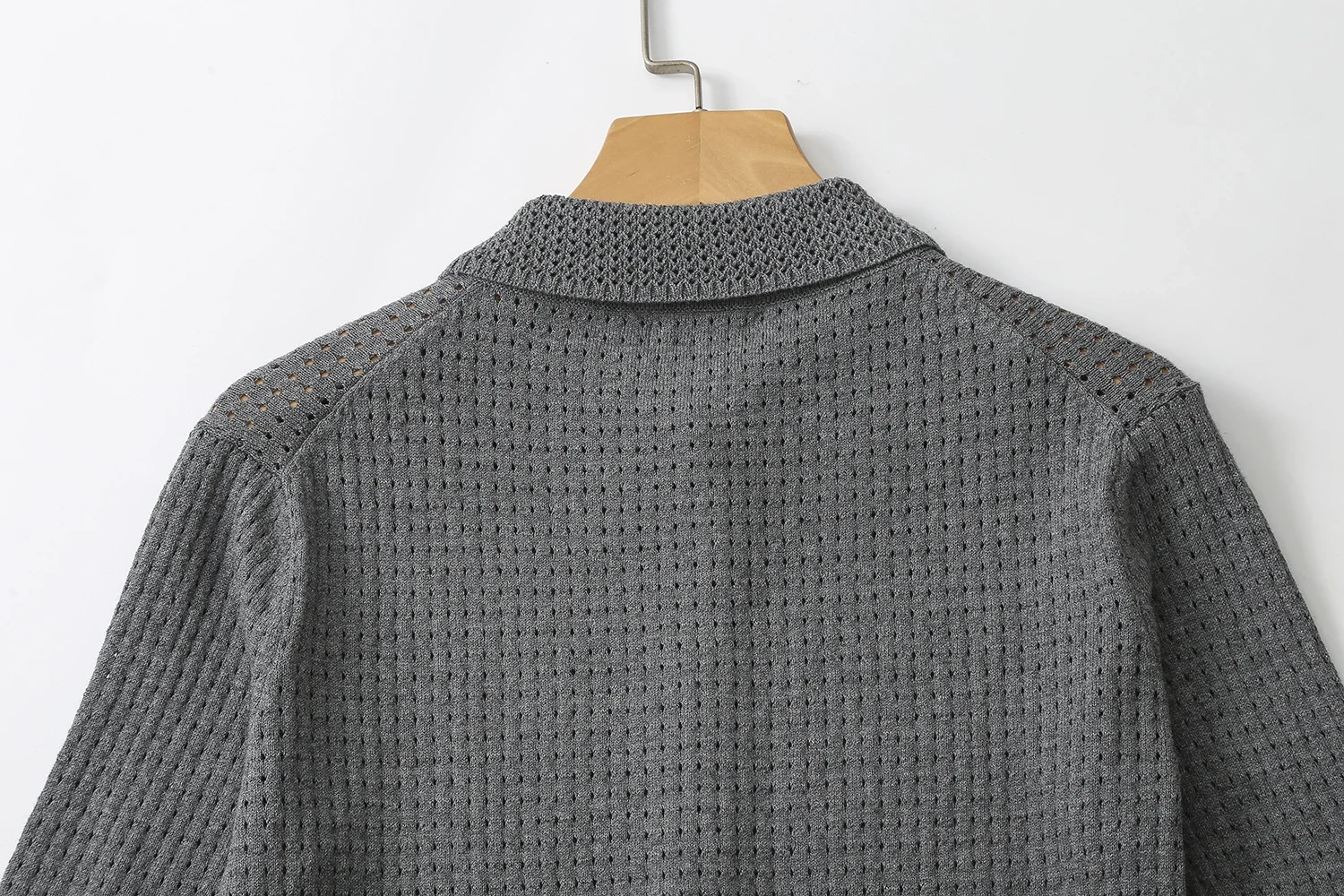 Ethereal MD 2026 YAZHIMEI new style of Women\'s casual Gray smart commuter hollowed out Polo neck five-quarter sleeve sweater