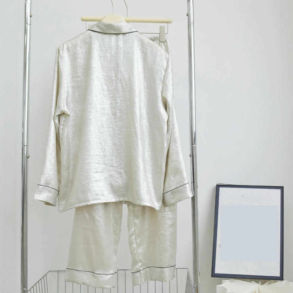 Advanced Texture Gilded Pearl Light Women's Sleepwear Spring Autumn New Long Sleeved Pants Casual Comfortable Home Suit Set
