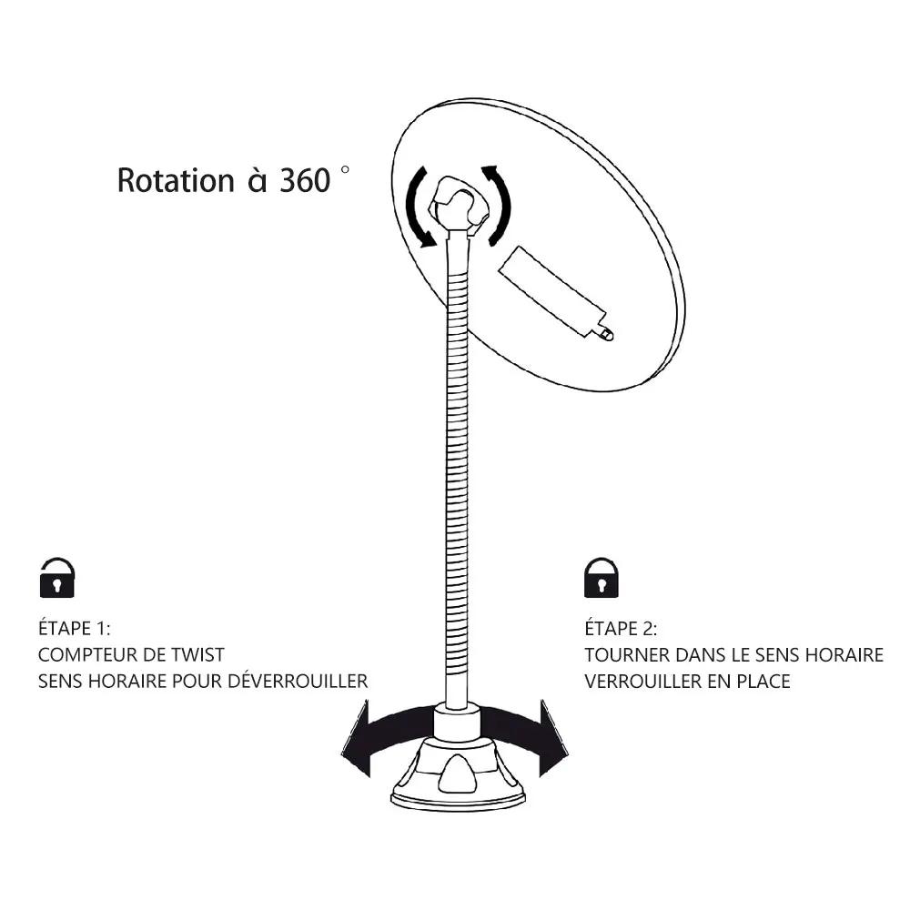 Specchio per trucco ingranditore 10x Specchio per trucco flessibile a collo di cigno con luce a LED Tavolo da toeletta portatile Specchi cosmetici Girevole a 360°