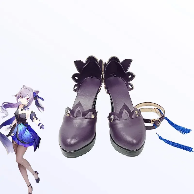 

Game Genshin Impact Keqing Cosplay Shoes Carnival Party Boots Women Made Halloween Customx;3,v'6.f;9,