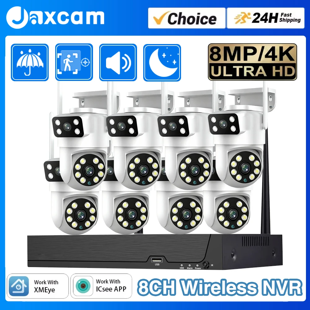 8CH 8MP 4K Dual Lens Wireless Wifi PTZ Camera Security System CCTV Video Surveillance Kit NVR Outdoor Two-Way Audio AI Tracking