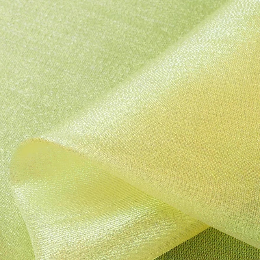 Tela verde lima iridiscente de 100cm de longitud, traje de escenario de malla suave, abrigo para vestido de mujer, ropa, Material para el hogar, telas de costura DIY