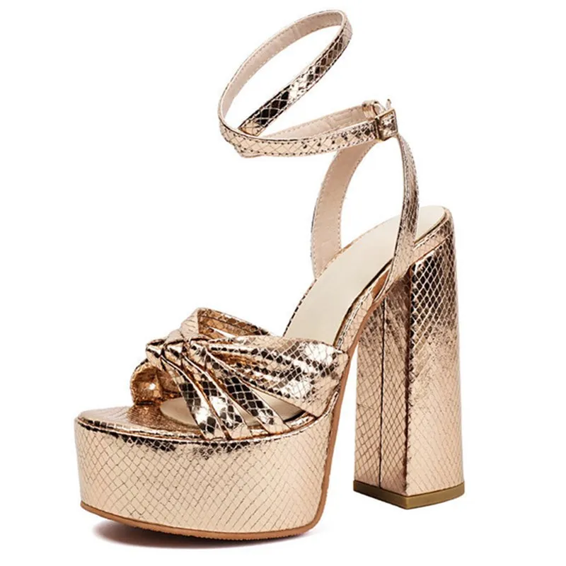 

Металлические кожаные сандалии с перекрестной завязкой, новинка 2023 года, европейские и американские ветровые водонепроницаемые сандалии с открытым носком, толстый каблук 14,5 см