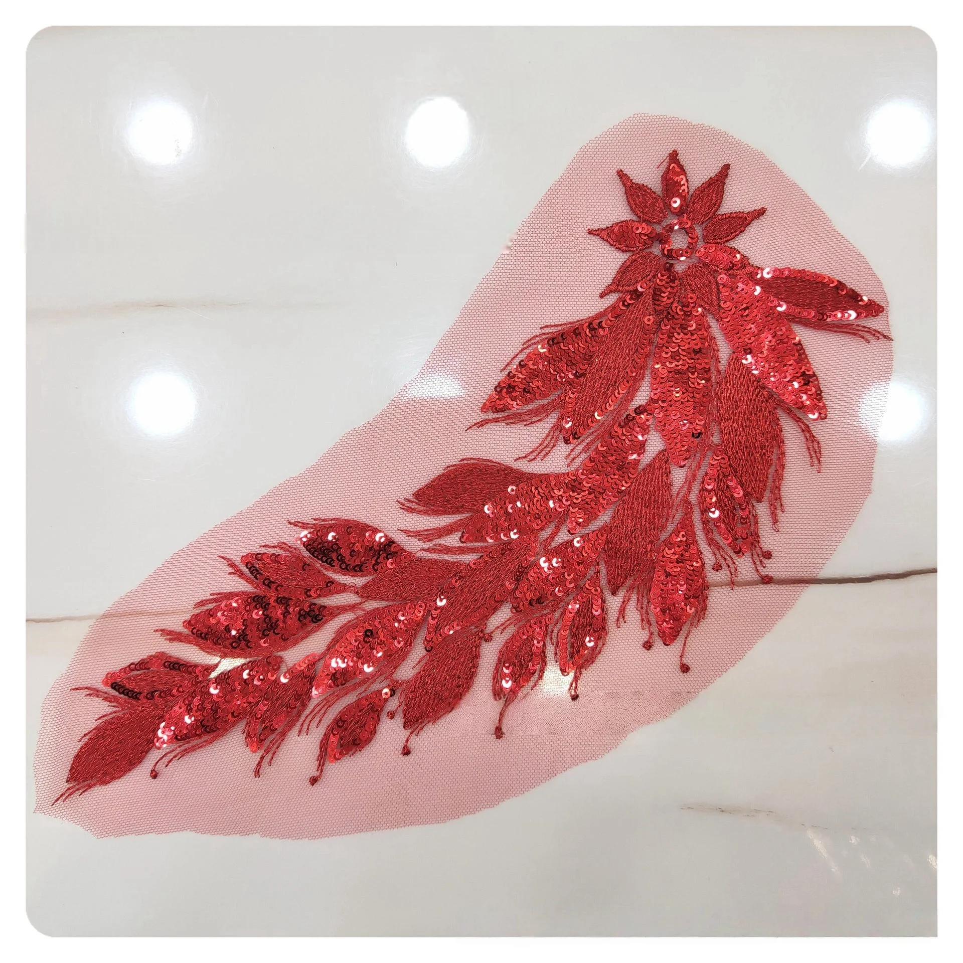 Tule geborduurde pailletten kanten rand stof 3D DIY applique patches bloemmotieven decoratie kledingaccessoires