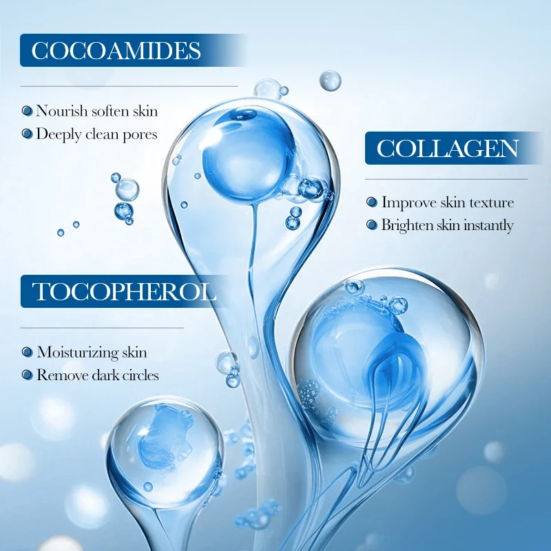 إصلاح الكولاجين ترطيب الوجه التطهير موس المسام العميقة تنعيم غسل رغوة التطهير ، 1 قطعة ترطيب لطيف H1Q7 #5