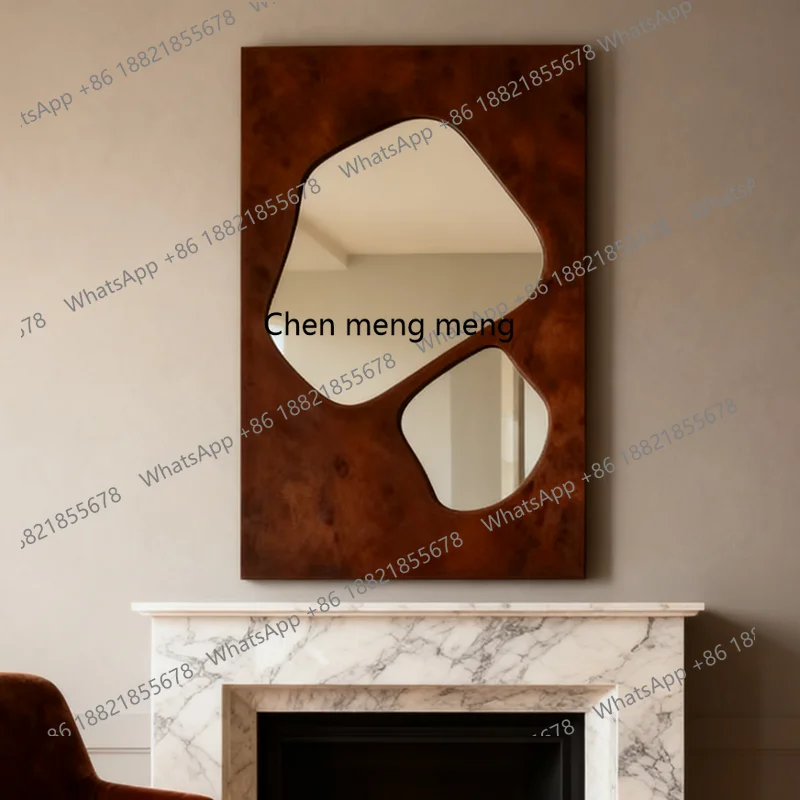 

Medieval living room wall-mounted decorative mirror French retro fireplace mirror European-style household square enigma mirror