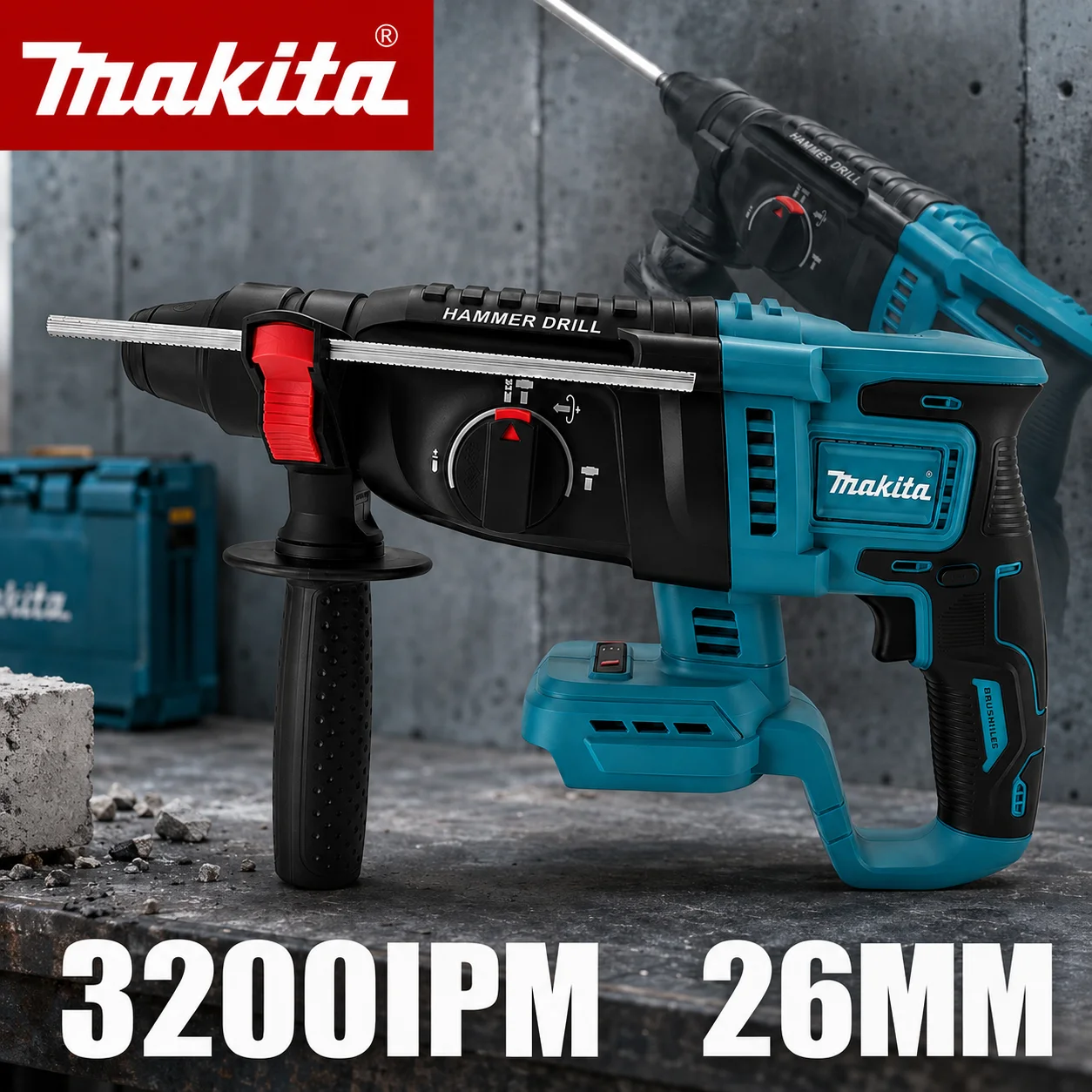 MAKITA SDS Plus Rotary Hammer Drill, 2.8J Impact Energy Brushless Motor,4 Mode With Safety Clutch For Concrete Drilling