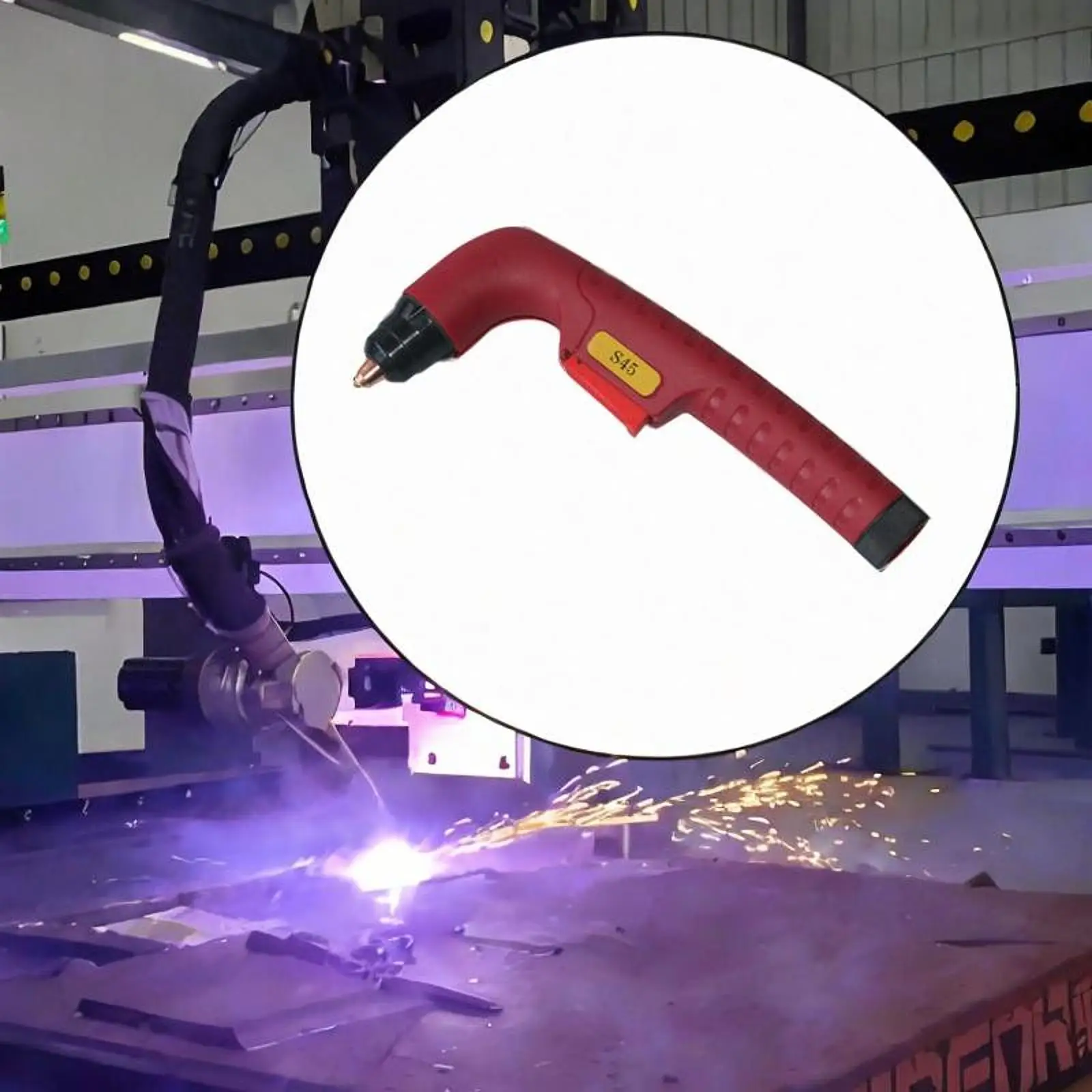 

Air Plasma Cutter Torch Head Plasma Cutter Parts High Performance with Non-slip Handle Cutting Equipment Fittings for S45