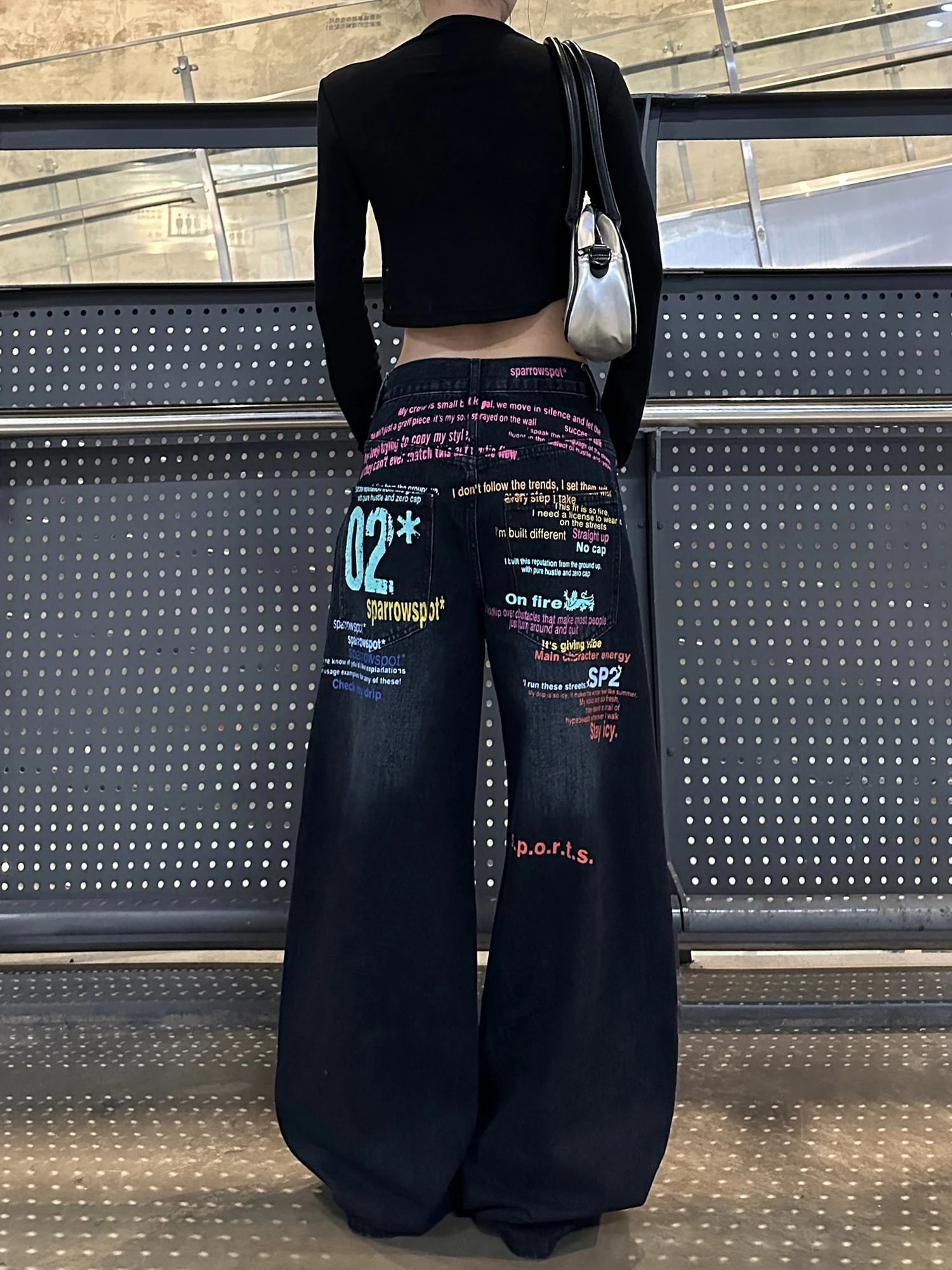 

Свободные джинсы прямого кроя для мужчин и женщин, широкие джинсовые брюки, повседневные уличные брюки, винтажные брюки с буквенным принтом