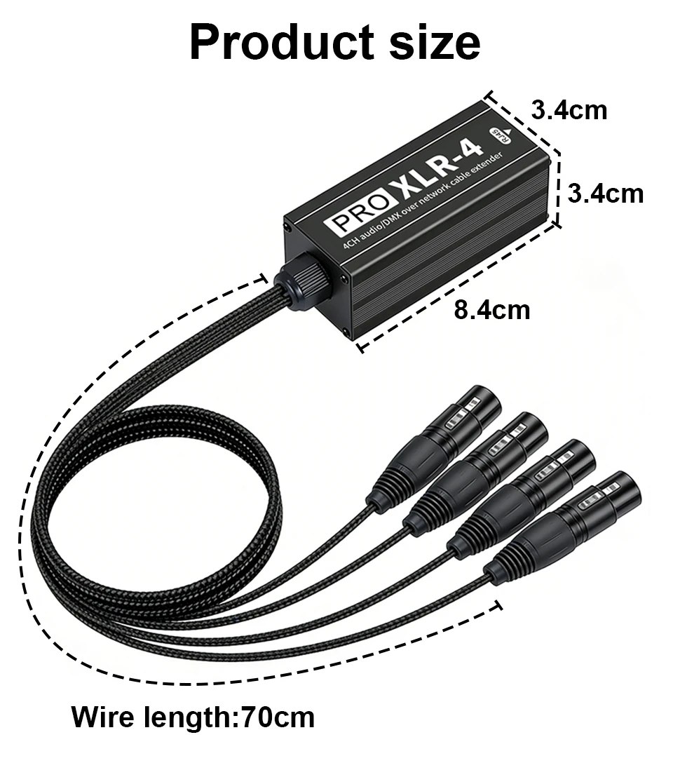 4-Kanal 3-Pin XLR Snake-Kabel Kompakt STP Cat5 Cat6 Cat7 für Bühnenbeleuchtung und Aufnahmestudio Audio-Verlängerungskabel – Detail 9