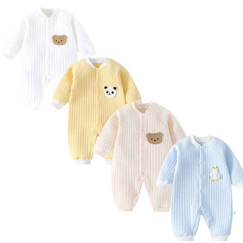 2024 Baby kleidung Overall Baby Body suits einteilige Wäsche klammer Baumwolle warmer Frühling Baby Stram pler Fotografie Stram pler