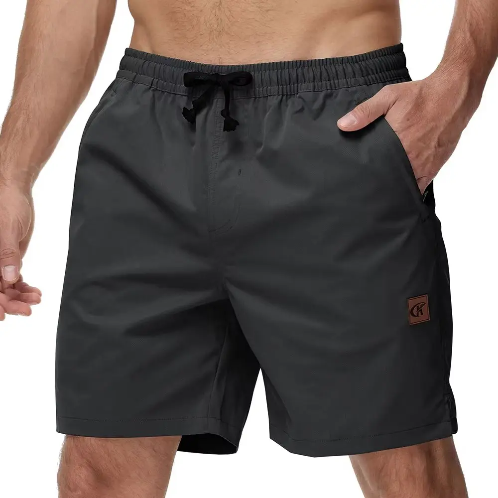 Men's Fitness Jogging Twill Shorts, 7 Inch Sport Cargo Pants with Stretch Waist Shorts Zipper Pockets