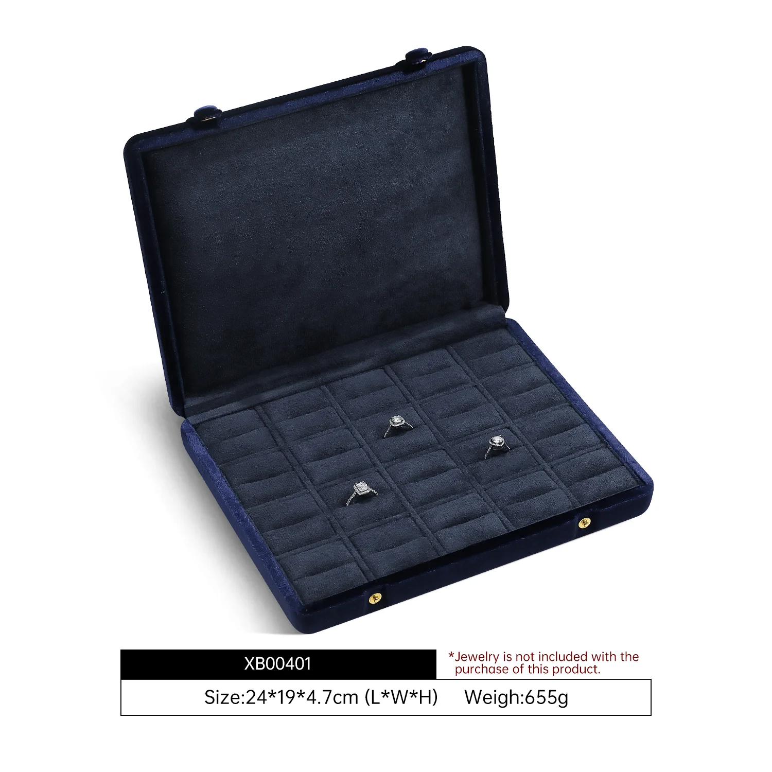 Yinbeini Fluwelen sieradenopbergdoos Ring Oorbel Hanger Display Organizer Grote ruimteverpakkingsdoos voor collectie XB006