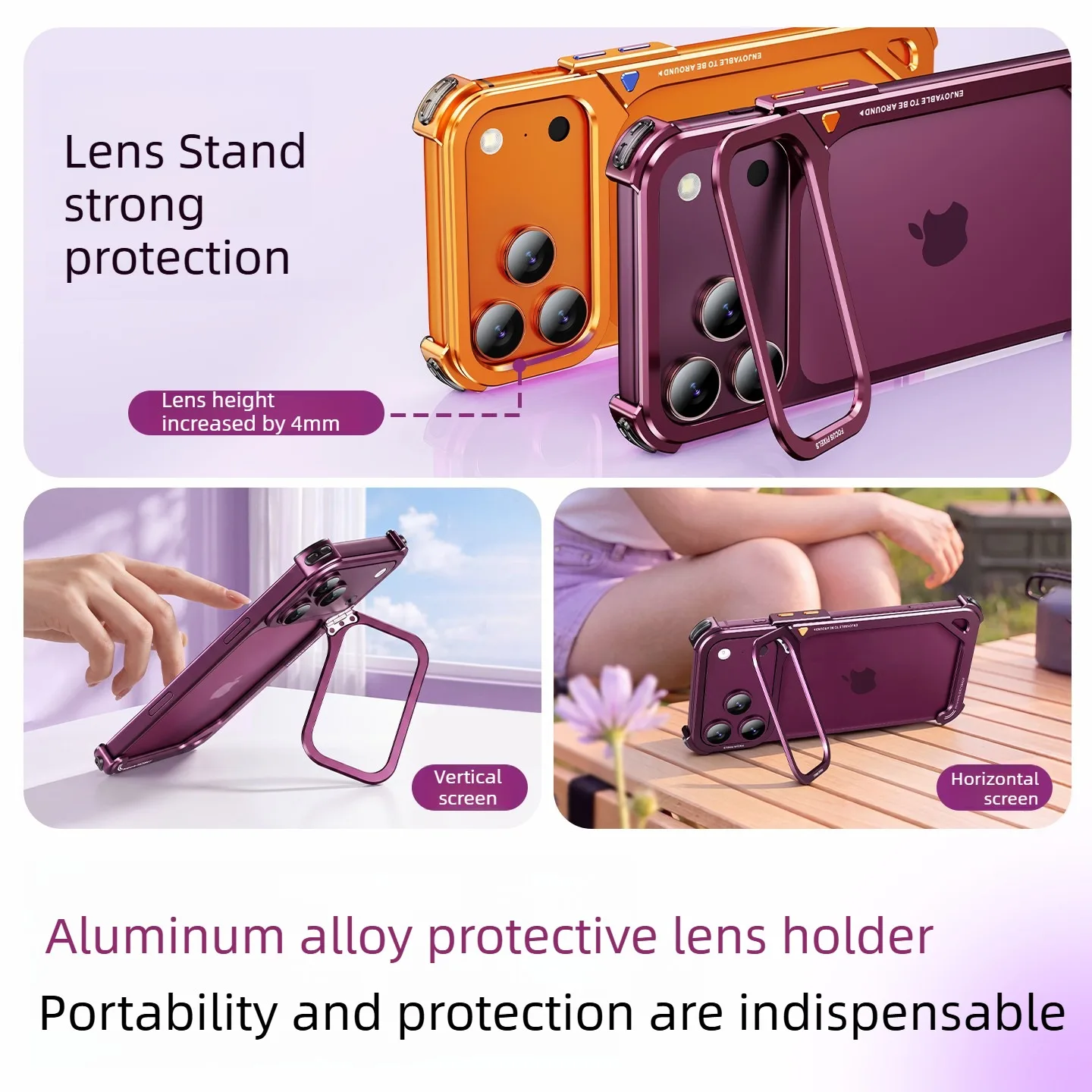 Etui na telefon Eary w kształcie litery 9 do iPhone 18 Pro Max 18 Pro z podstawką, metalowym bezramkowym bumperem, kompatybilne z Magsafe, minimalistyczne, odporne na wstrząsy. — zdjęcie produktu 4