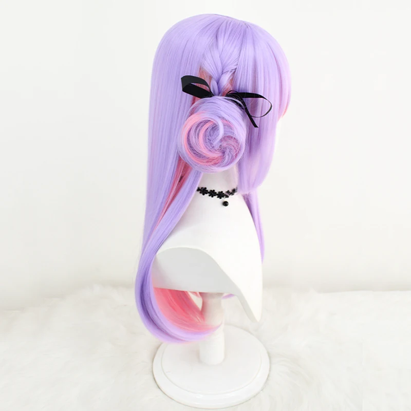 Peluca de Cosplay de Anime VTuber Tokoyami Towa para mujer, peluca sintética resistente al calor de pelo largo morado Lolita, accesorio de Halloween