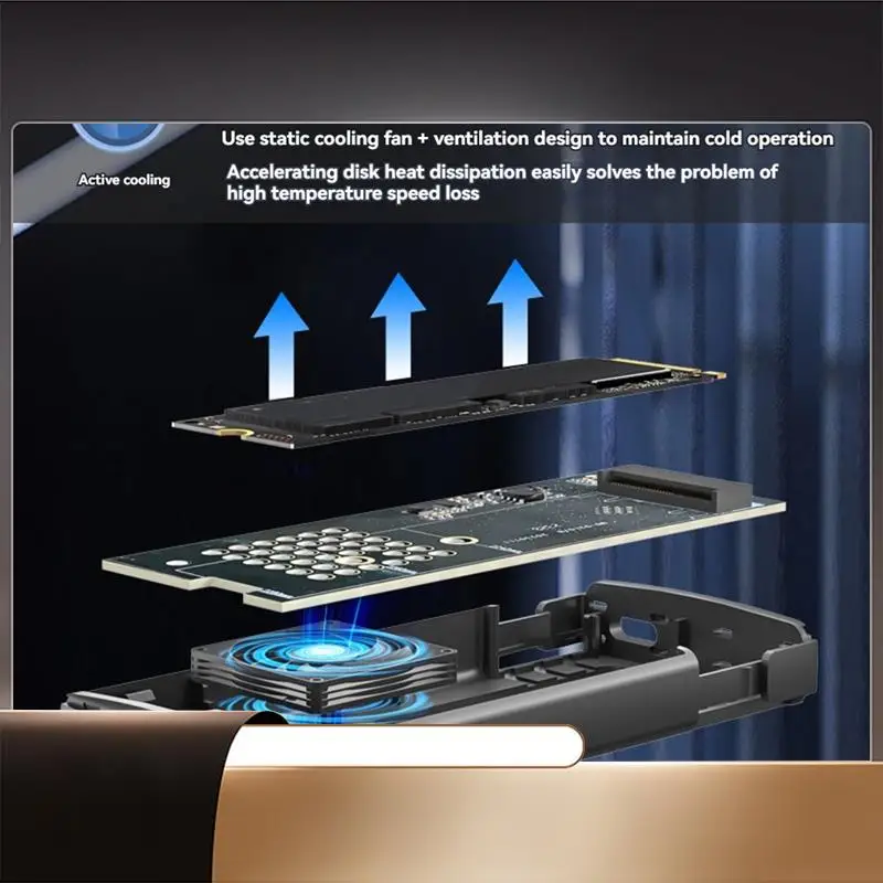 

High-Speed 20Gbps M.2 SSD Case With Cooling Fan, USB-C 3.1 Dual Protocol, Compatible With 2242, 2260, 2280-X64A