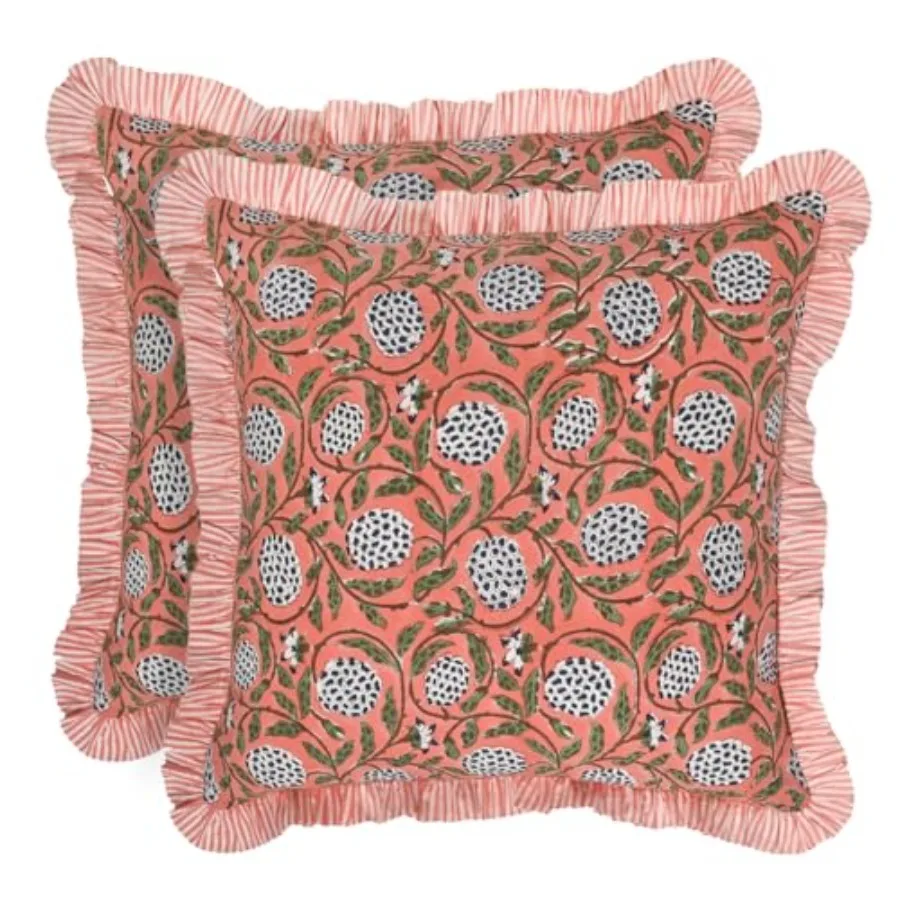 

Современные наволочки для фермерского дома, декоративные хлопковые наволочки, набор из 2-х чехлов для подушек темно-розового лосося с рюшами для C