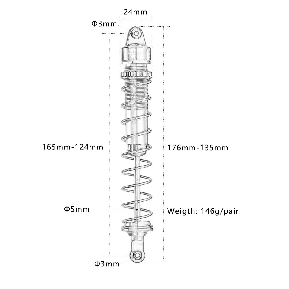 Aluminum Alloy #102365 Oil-filled 165MM  Shock Absorber Damper FOR  Rc Crawler Parts HPI 1/8 SAVAGE FLUX HP X XL 4.6 5.9 A720