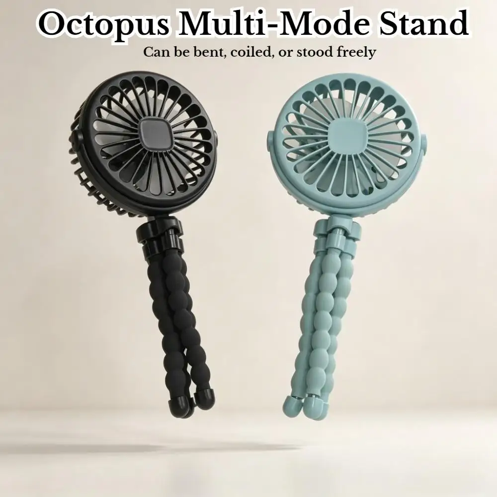 Mini Portable Fan, Portable Desk Fan with Adjustable Tripod, 360° Rotation, Strong Wind, 3 Speeds, USB Rechargeable, Hands-Free for Camping, Office, Outdoor Activities