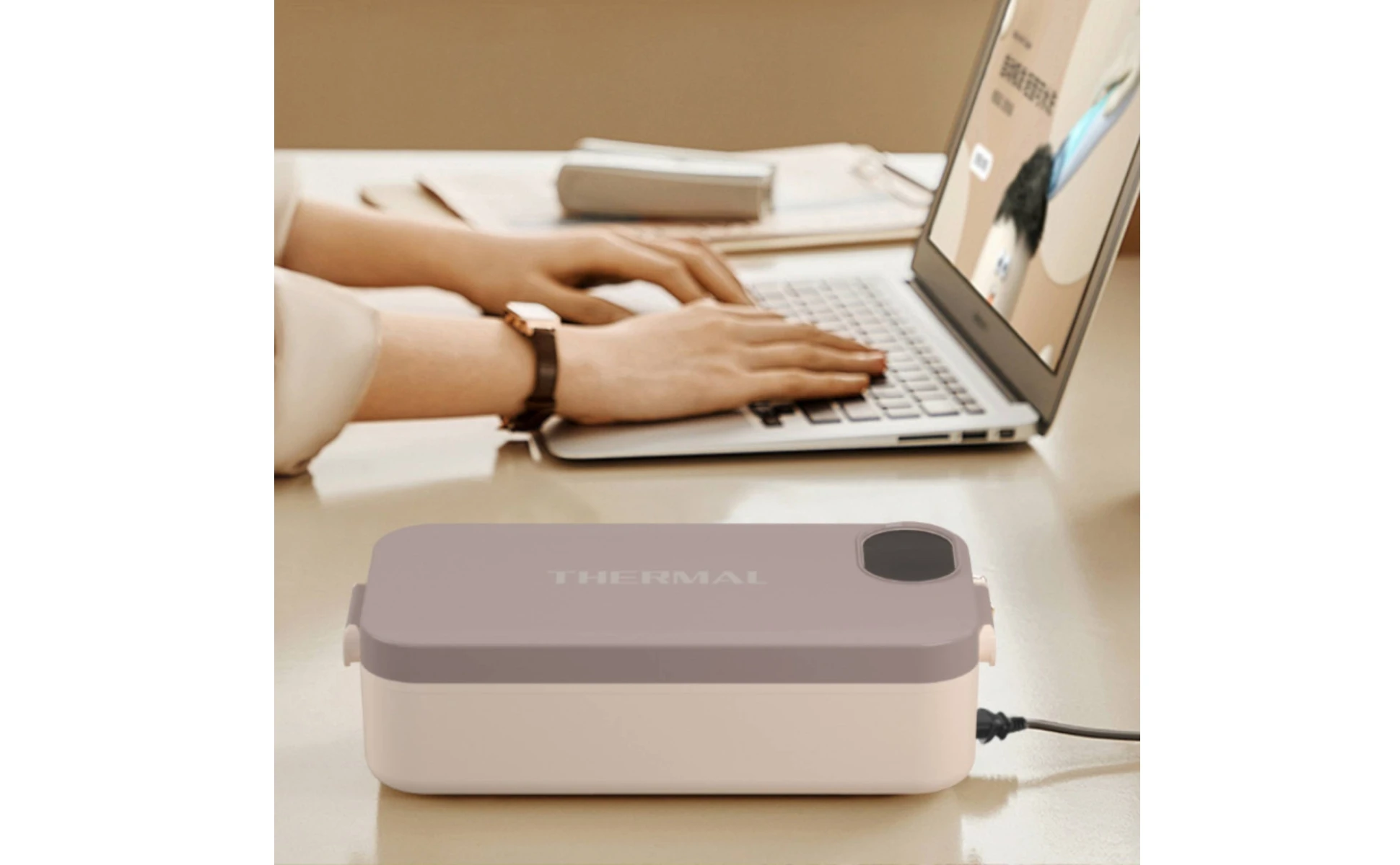 Rechargeable Heated Lunch Box Keep-Warm 304 Stainless Steel Lunch Box Portable Food Warmer Easy to Clean Thermal for Commuting