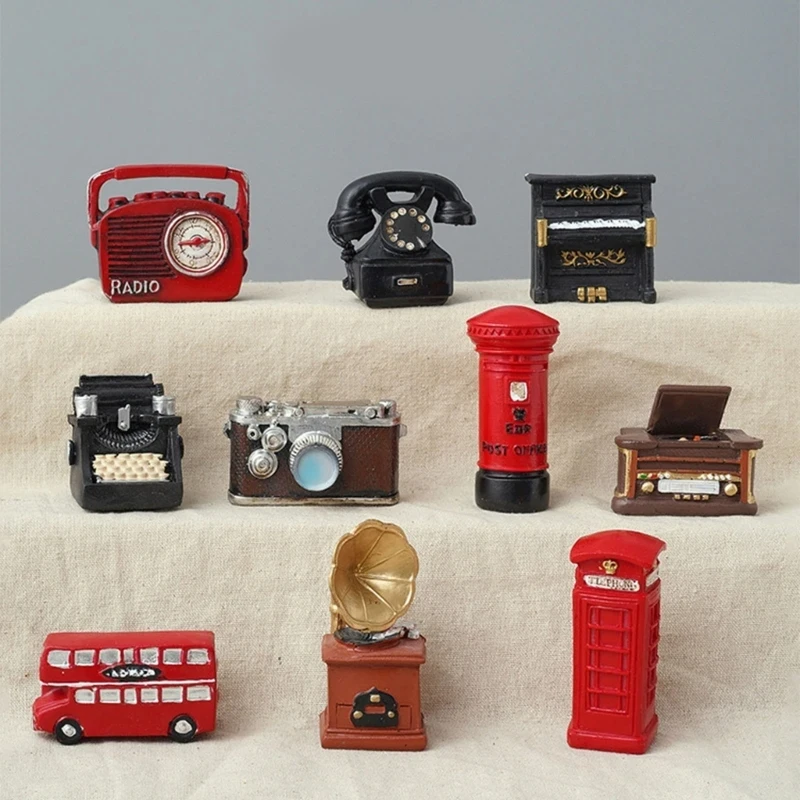 Retro Themed Newborn Photography Props Handmade Resin Gramophone Radio Model Decoration Baby Nostalgic Ornaments Accessories