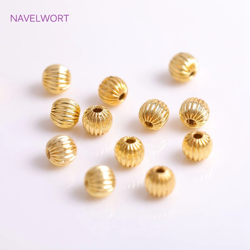 4mm 5mm 6mm Corrugated Seamless Round Stripe Beads 18K Gold Plating Brass Spacer Beads DIY Jewelry Making Accessories Wholesale