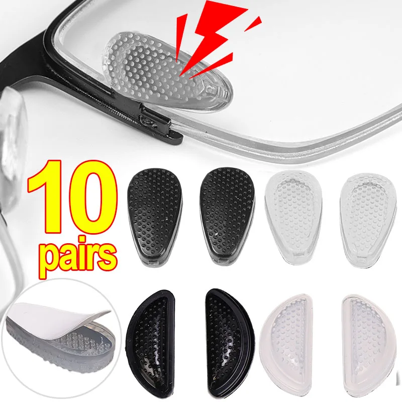 

5/10pairs New Glasses Nose Pads Adhesive Silicone Nose Pads Non-slip Clear Black Thin Nosepads for Glasses Eyeglasses Sunglasses