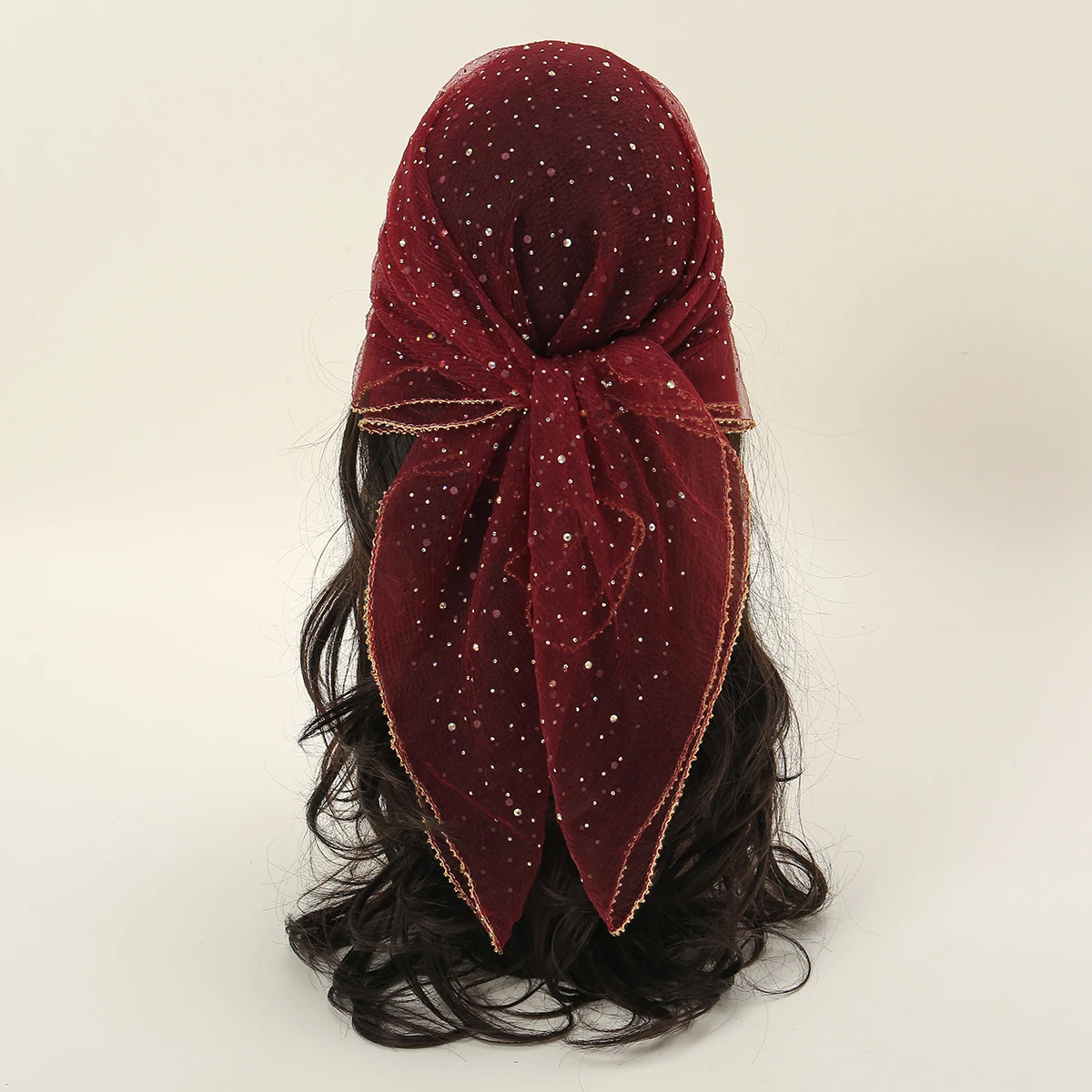 

New Style Hot Drilling Bead Edge Bubble Square Scarf, Soft Women Scarf, Source Factory Supply