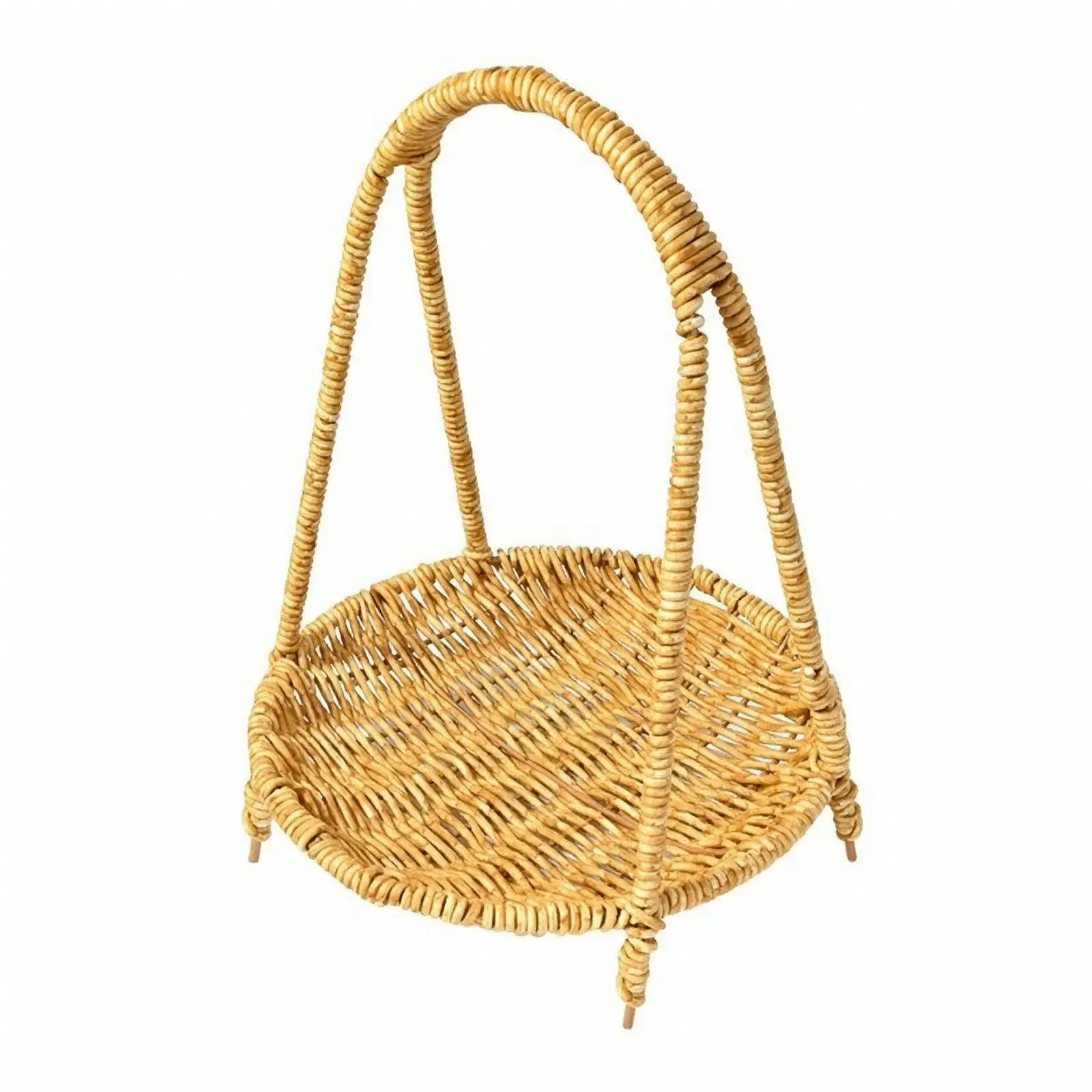Basket with Handle Natural Finish Wicker Basket Decorative for Tea Time