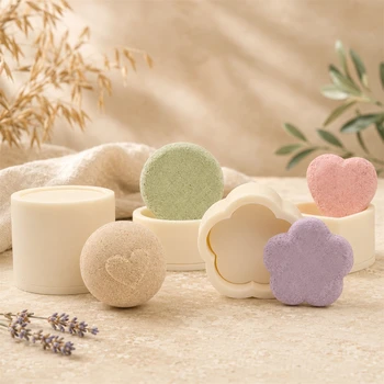 4 Shapes Bath Mold 3D Heart Flower Round Disc Sphere Shampoo Press Bar Mold DIY Round…