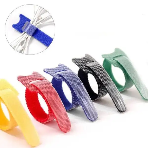 

10Pcs Hook-and-loop Fastener Self-adhesive 15cm Can Be Reused Nylon T-hook Ring Buckle Fixing Tape for Cable Management Tape DIY