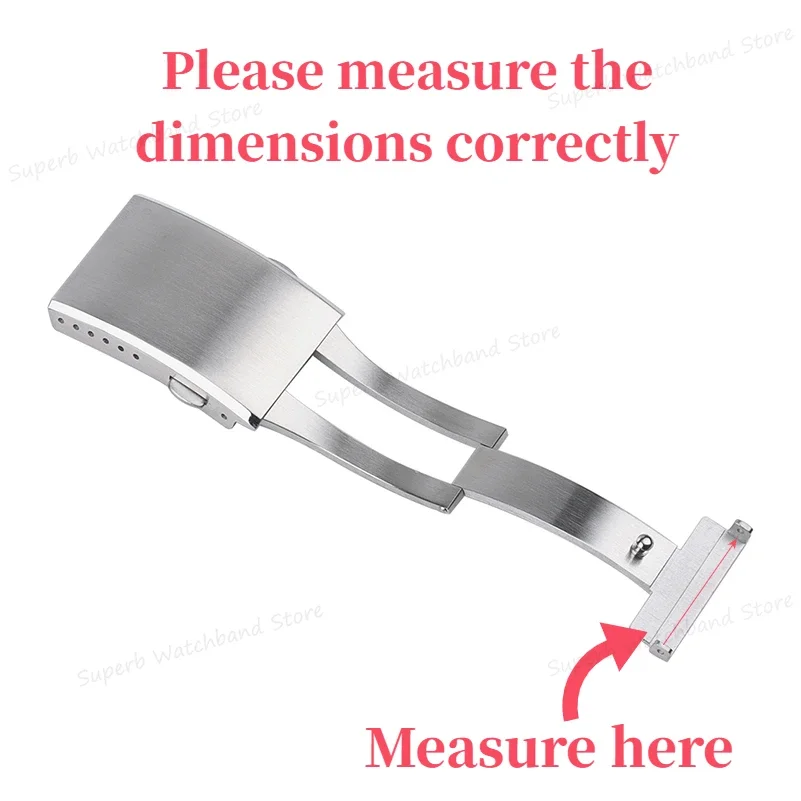 ตะขอเหล็ก316L 18มม. 20มม. 22มม. หัวเข็มขัดแท่งสแตนเลสสตีลปรับระดับได้กระดุมสายนาฬิกาข้อมือหัวเข็มขัดผีเสื้อ