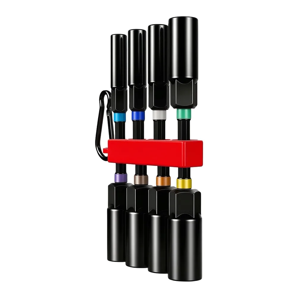 8pcs Extended Deep Socket Set 5.5-19mm Power Nut Driver Drill Bit Set 1/4 Inch Hex Shank Socket Adapter For Electric Screwdriver