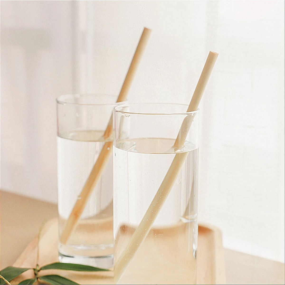 10Pcs Natural Bamboo Straw Reusable Drinking Straws with Case Biodegradable Eco-friendly Bamboo Straws for Cocktail Bar Drinks