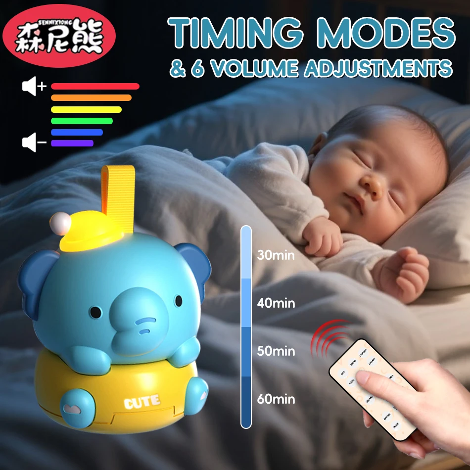 SENNIXIONG Bambino Musica Luce Rotazione Elefante Lenitivo Letto Campana Infantile Sensoriale Sviluppare Sonagli Montessori Giocattoli Per I Regali Del Bambino